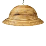 1960’s Coastal Boho Monumental Pencil Reed Rattan Dome Chandelier
