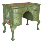 Antique Solid Wood Vanity or Console – Custom Hand-Painted Boho Tropical Décor