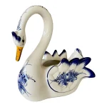 Hand-Painted Chinoiserie Portuguese Blue & White Swan Planter / Cachepot