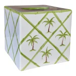 Italian Palm Tree Lattice Ceramic Tissue Box Cover by Mane Lion