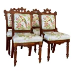 Late 19th Century Eastlake Dining Chairs With Thiabut Parrot Upholstery Fabric-Set of Four