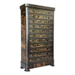 Late 20th Century Chinoiserie Hand-Painted Black Lacquer Tall Chest