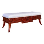 Late 20th Century Refinished Custom Upholstered Wood Carved Elephant Bench