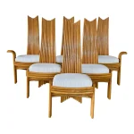 Late 20th Century Sculptural Organic Modern Rattan Dining Chairs Manner of Mackintosh or McGuire