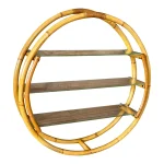 Mid-20th Century Bent Rattan Circular Wall Shelf