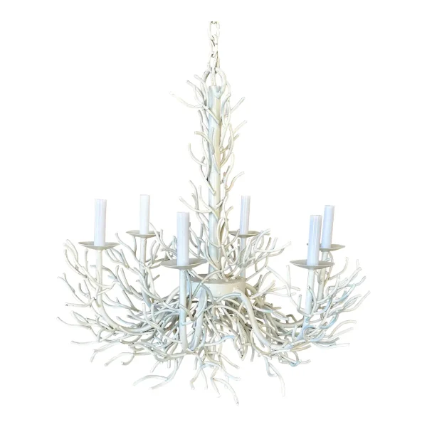 Mid-20th Century Coastal Sculptural Faux Coral Six Light Chandelier