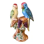 Mid-20th Century Hand-Painted Ceramic Parrot Figurine