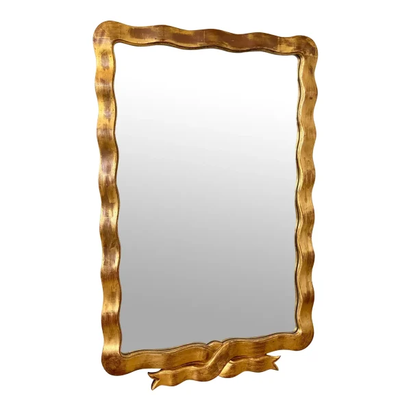 Mid-20th Century Italian Gilded Ribbon & Wave Edge Wall Mirror