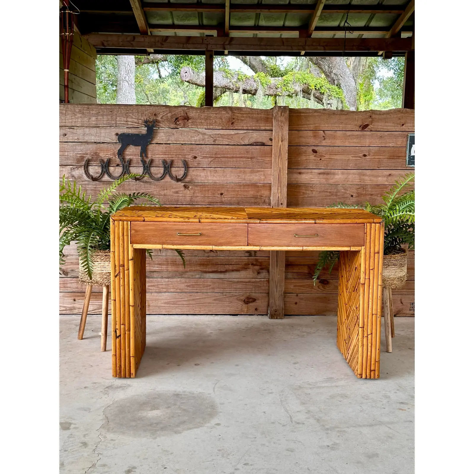 mid-20th-century-refinished-split-rattan-chevron-two-drawer-floating-vanity-or-desk-0123