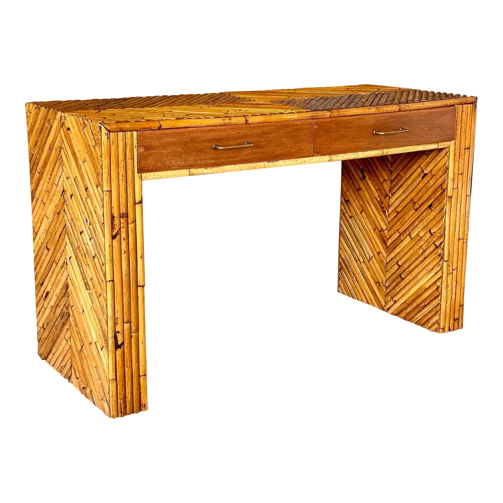 mid-20th-century-refinished-split-rattan-chevron-two-drawer-floating-vanity-or-desk-1023
