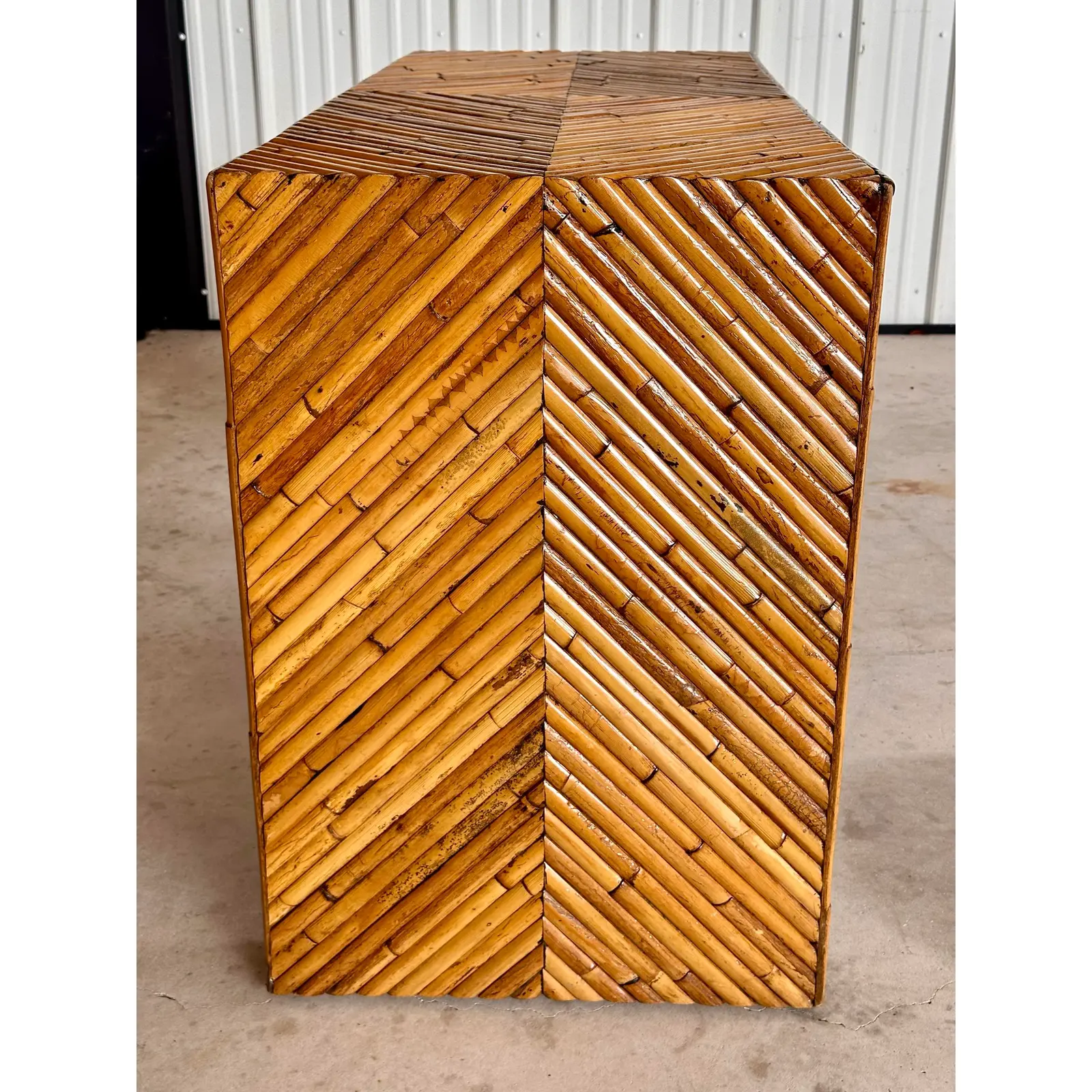 mid-20th-century-refinished-split-rattan-chevron-two-drawer-floating-vanity-or-desk-4071