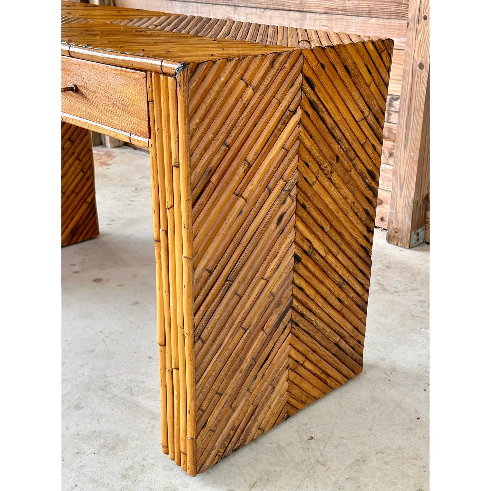 mid-20th-century-refinished-split-rattan-chevron-two-drawer-floating-vanity-or-desk-5845