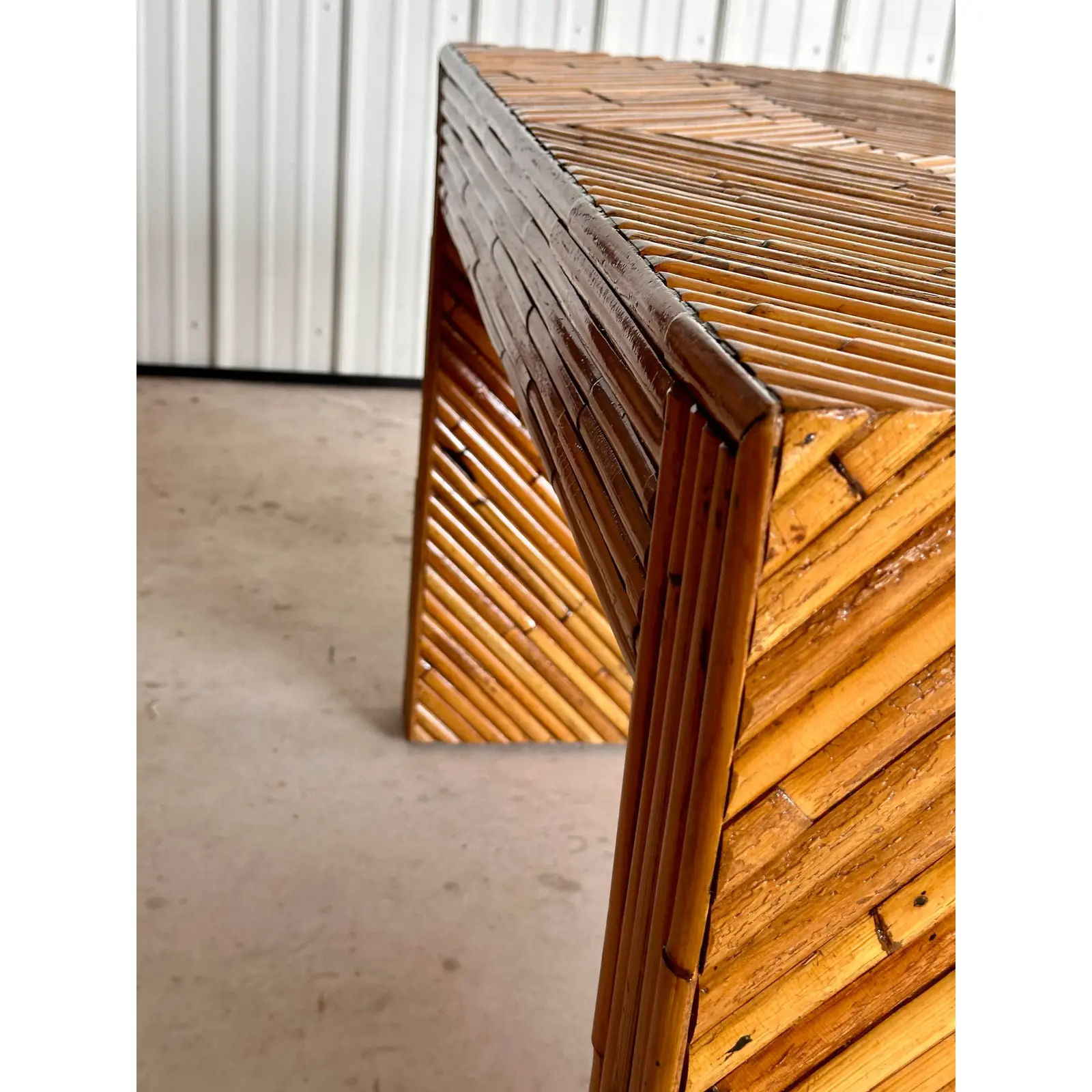 mid-20th-century-refinished-split-rattan-chevron-two-drawer-floating-vanity-or-desk-9931