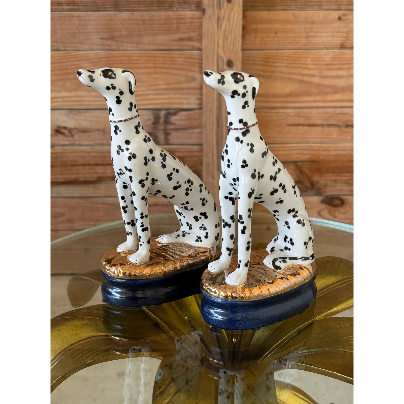 Pair of Vintage Hand-Painted Staffordshire-Style Dalmatian Dog Figurines