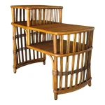 Vintage Boho Rattan Tiered Side-Center Table