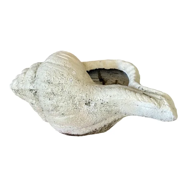Vintage Coastal Cast Concrete Seashell Planter