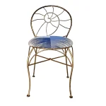 Vintage Coastal Regency Iron Nautilus Shell Back Vanity Stool