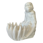 Vintage Italian Handmade Ceramic Regency Monkey With Banana Cachepot Bowl