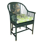 Vintage Maitland-Smith Hand-Painted Chinoiserie Armchair With Custom Palm Cushion