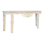 Vintage Postmodern Sculptural Carved Ribbon Draped Reed Console Table
