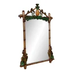 Vintage Regency Coastal Faux Bamboo Pineapple Palm Leaf Wall Mirror Manner of Gampel-Stoll
