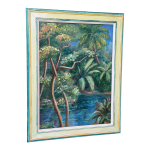 Vintage Tropical Florida Landscape Oil Painting on Board, Signed Lea